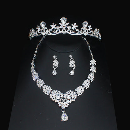 Luxury Crystal Wedding Bridal Jewelry Sets Women/Girl Gold Color Tiara/Crown Earrings Choker Necklace Bride Jewelry Set