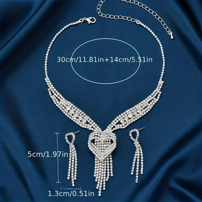 Ladies' jewelry, equipped with rhinestone tassel earrings, necklaces, bracelet sets, wedding party accessories
