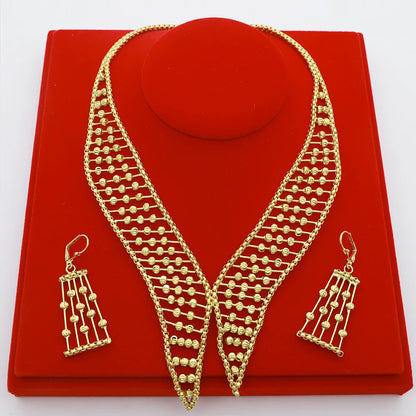 Women Necklace Set Gold Plated Jewelry Choker Luxury Colorful Rhinestone Rings Earrings Bracelet Wedding Jewellery